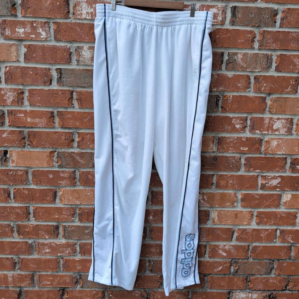 Adidas Track Pants Mens XL White Blue Vintage 2003 Embroidered Logo Side Stripe